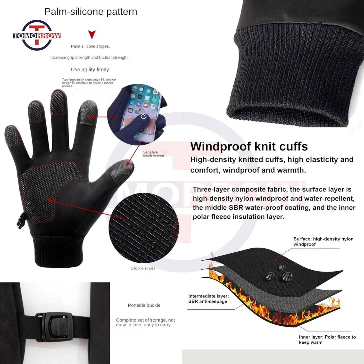 Winter Mens Women Gloves Warm Touchscreen Gloves Windproof Anti-Slip Gloves for Men Outdoor Sports Gloves Thermo Handschoenen