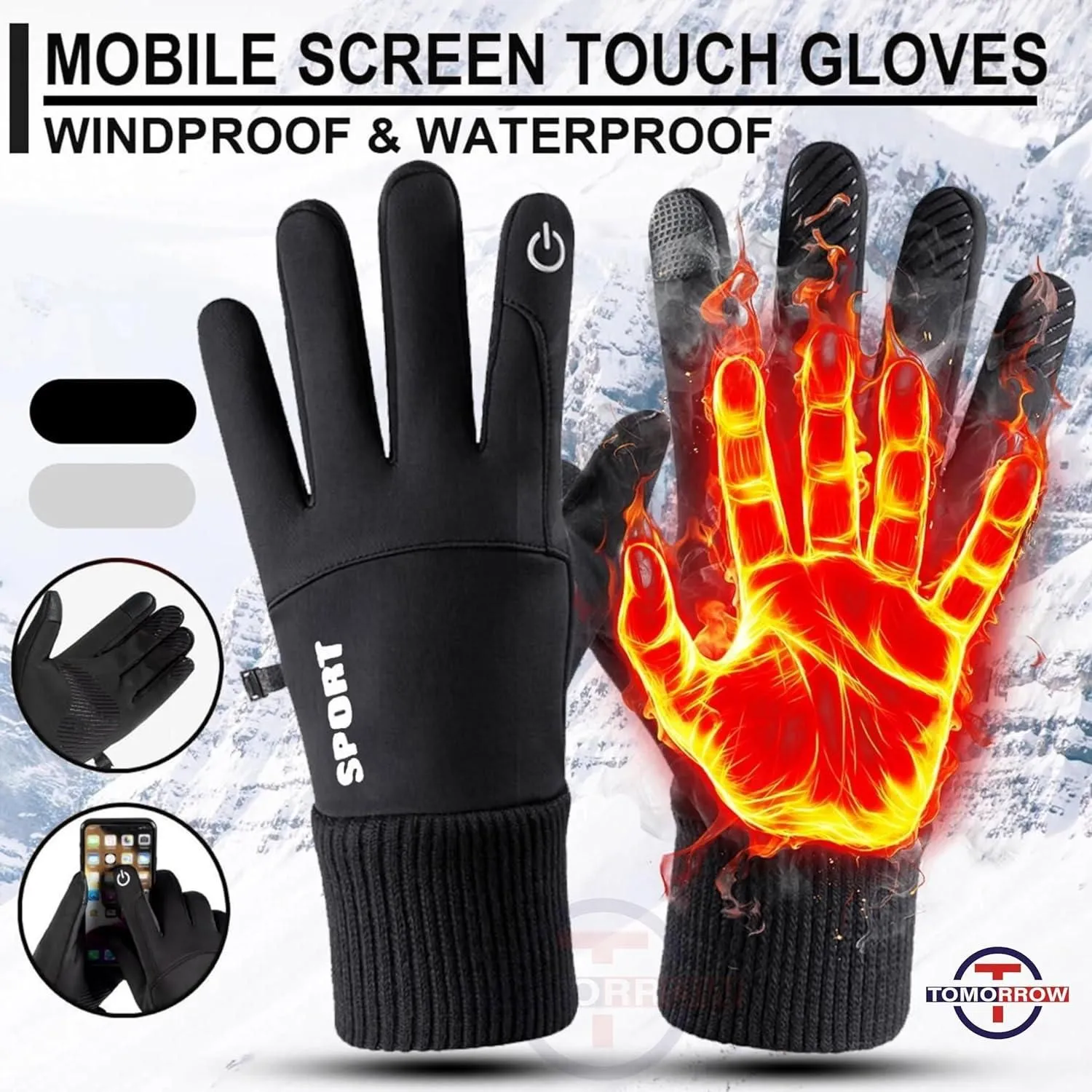 Winter Mens Women Gloves Warm Touchscreen Gloves Windproof Anti-Slip Gloves for Men Outdoor Sports Gloves Thermo Handschoenen