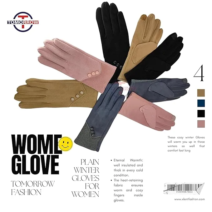 Women Cute design Plush Fur Cuff Winter Gloves Warm Windproof Cold Resistant Warm Velvet Inside Touch Screen Gloves For Girls