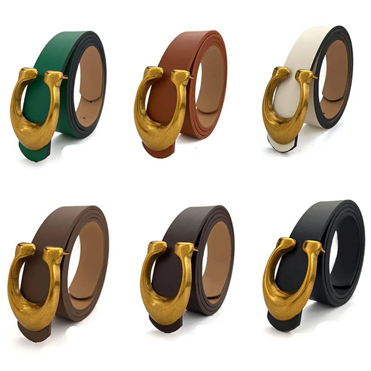 WOMEN FASHION RETRO U-BUCKLE BELT_CWABE0136: KHAKI / (OS) 1
