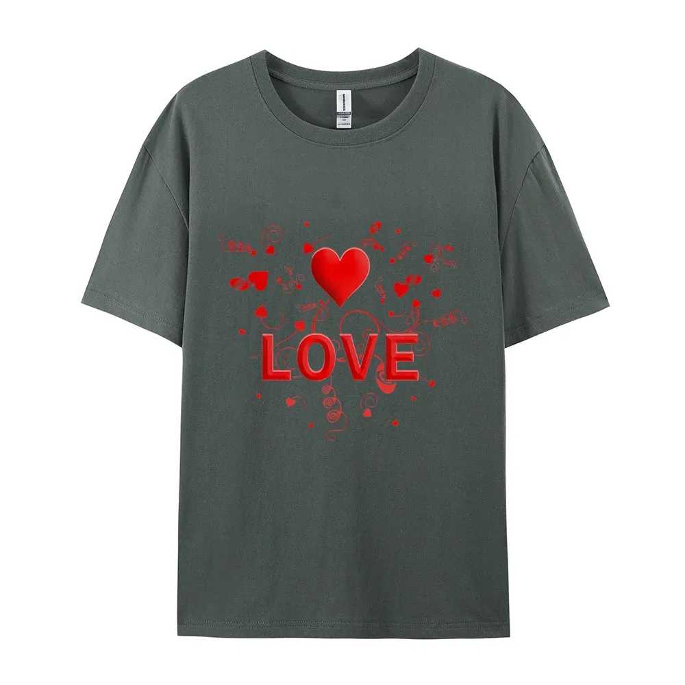 Women Valentine's Day Love Heart Print Graphic T-shirt