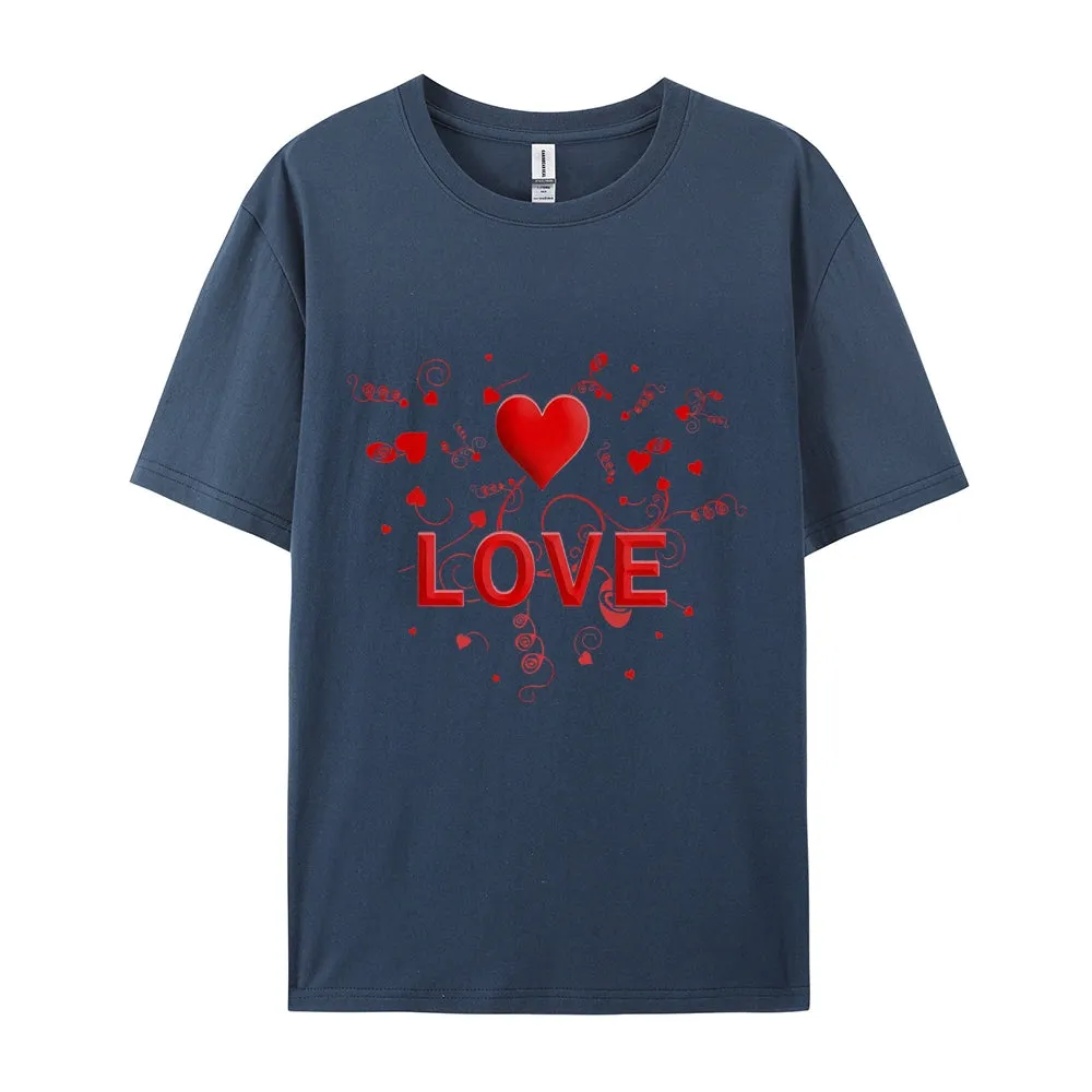 Women Valentine's Day Love Heart Print Graphic T-shirt