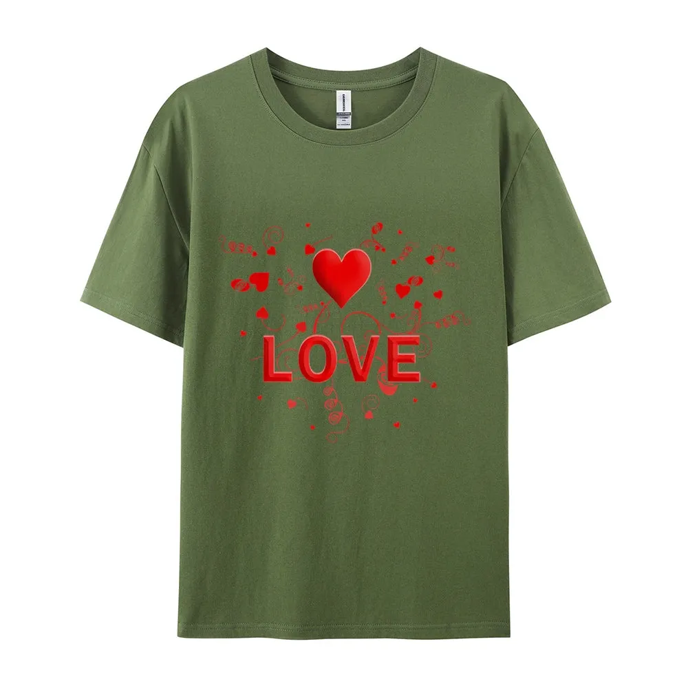 Women Valentine's Day Love Heart Print Graphic T-shirt
