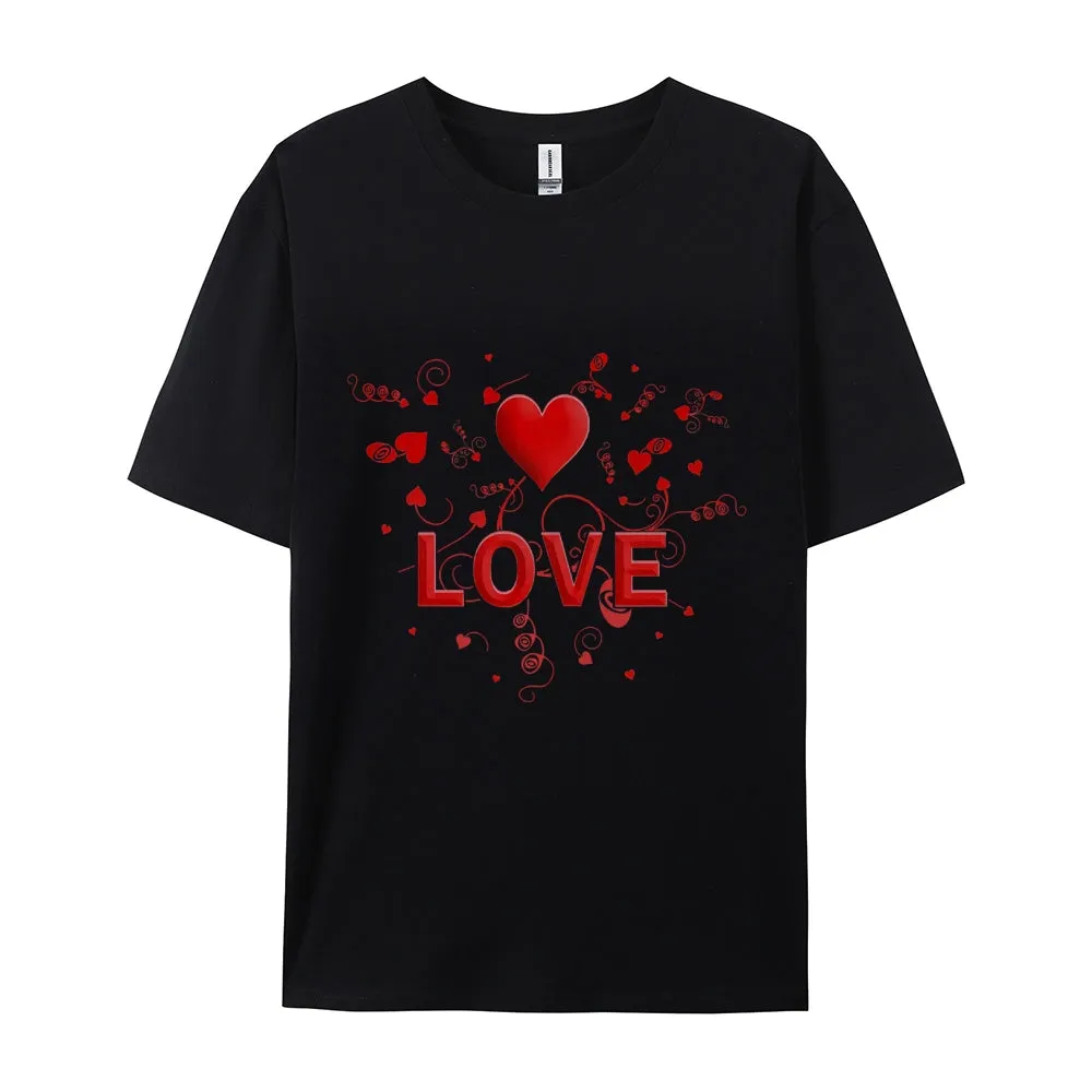 Women Valentine's Day Love Heart Print Graphic T-shirt