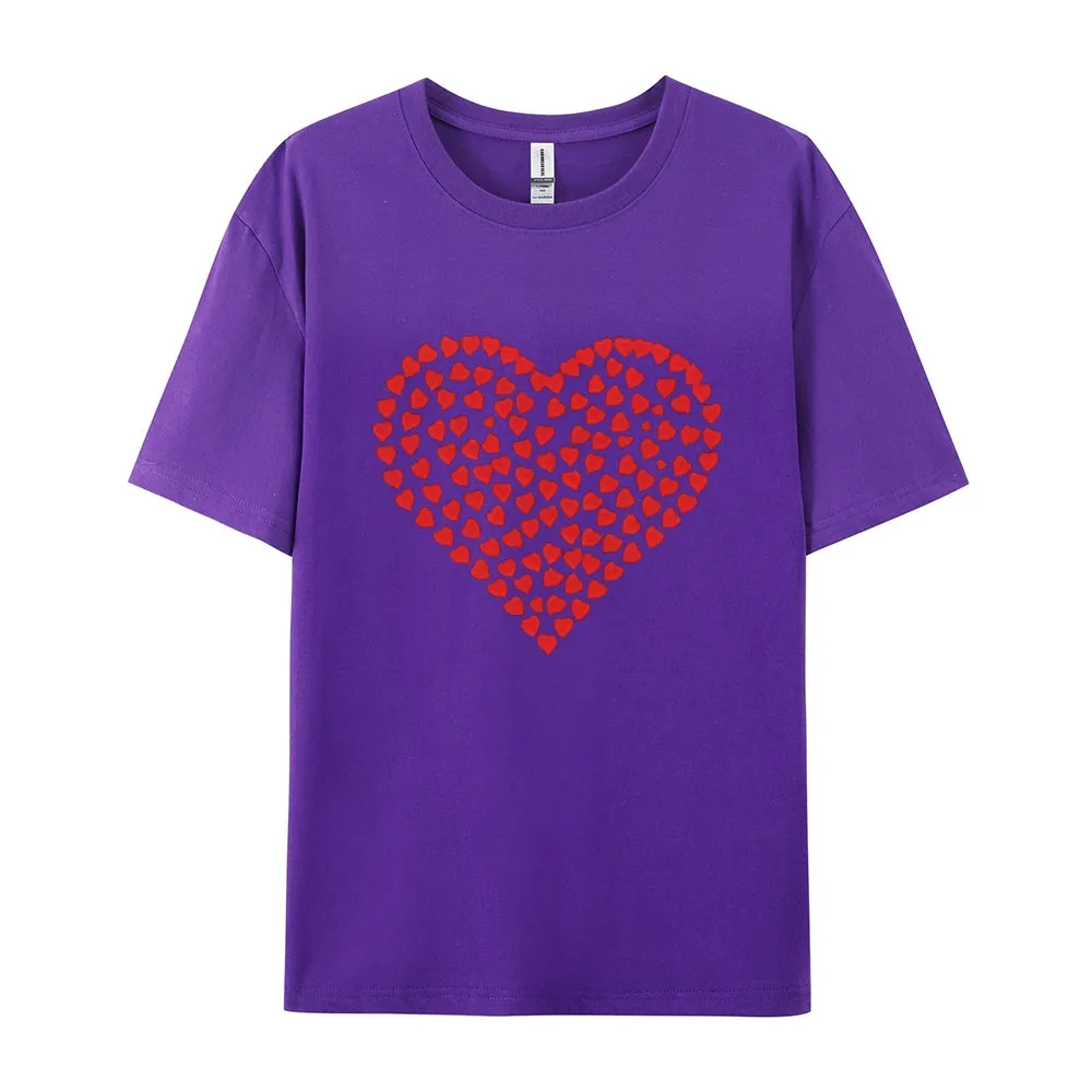 Women Valentine's Day Love Red Heart Print Graphic T-shirt