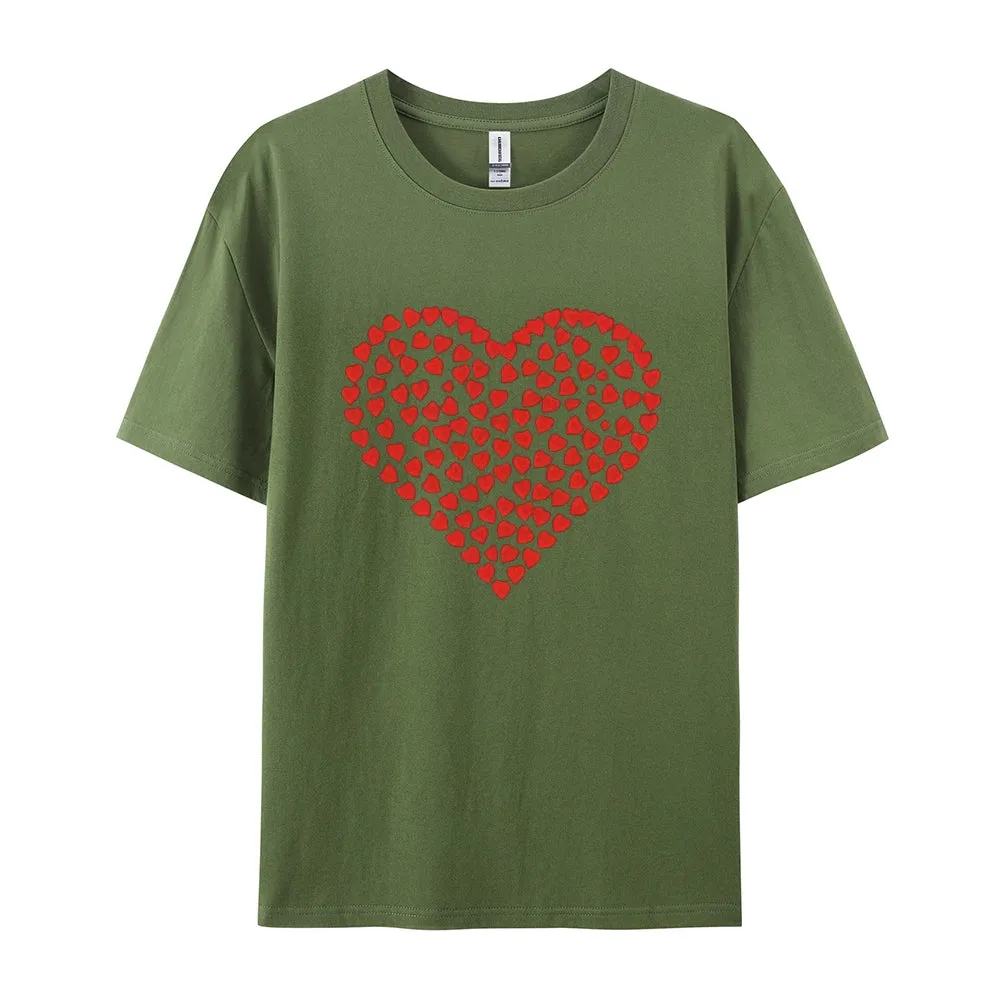 Women Valentine's Day Love Red Heart Print Graphic T-shirt