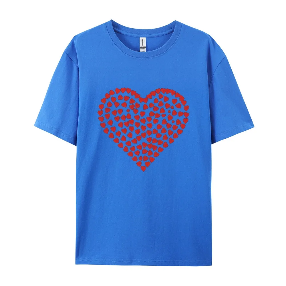 Women Valentine's Day Love Red Heart Print Graphic T-shirt