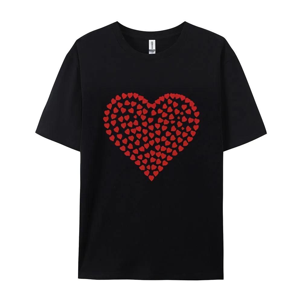 Women Valentine's Day Love Red Heart Print Graphic T-shirt