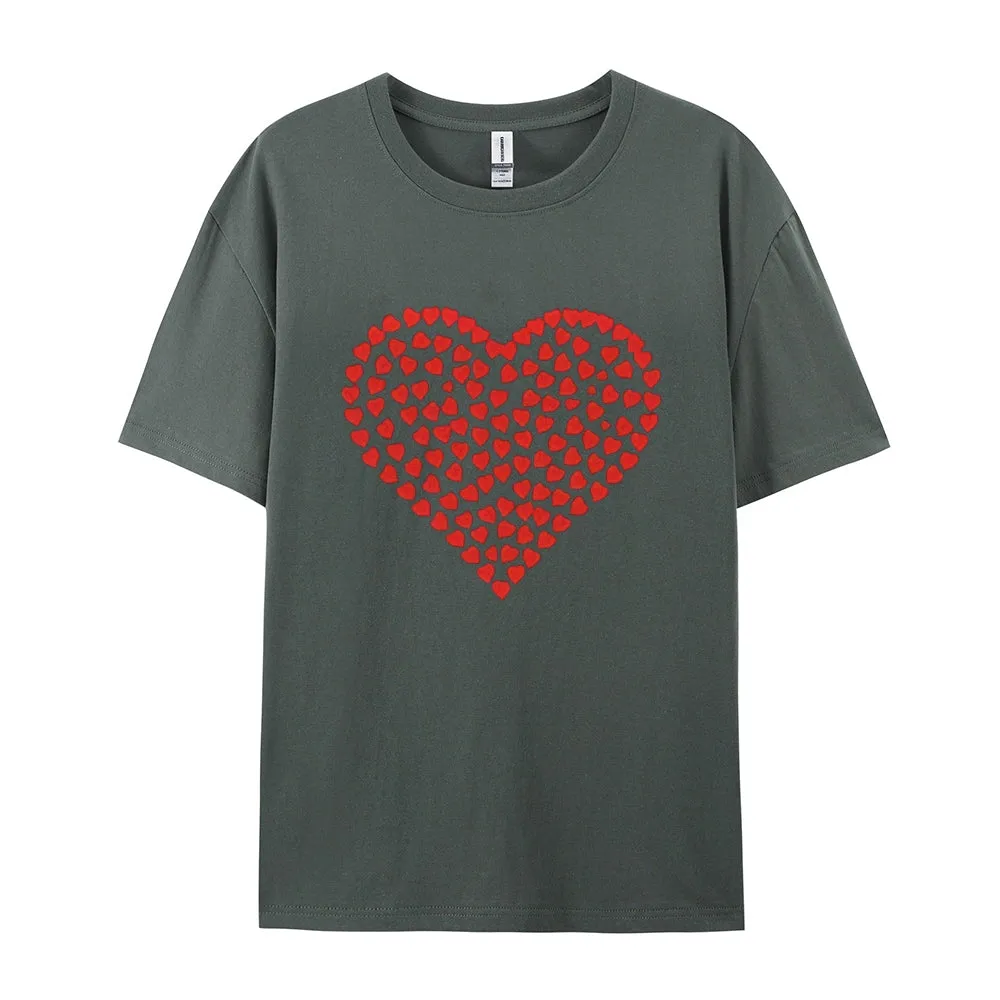 Women Valentine's Day Love Red Heart Print Graphic T-shirt