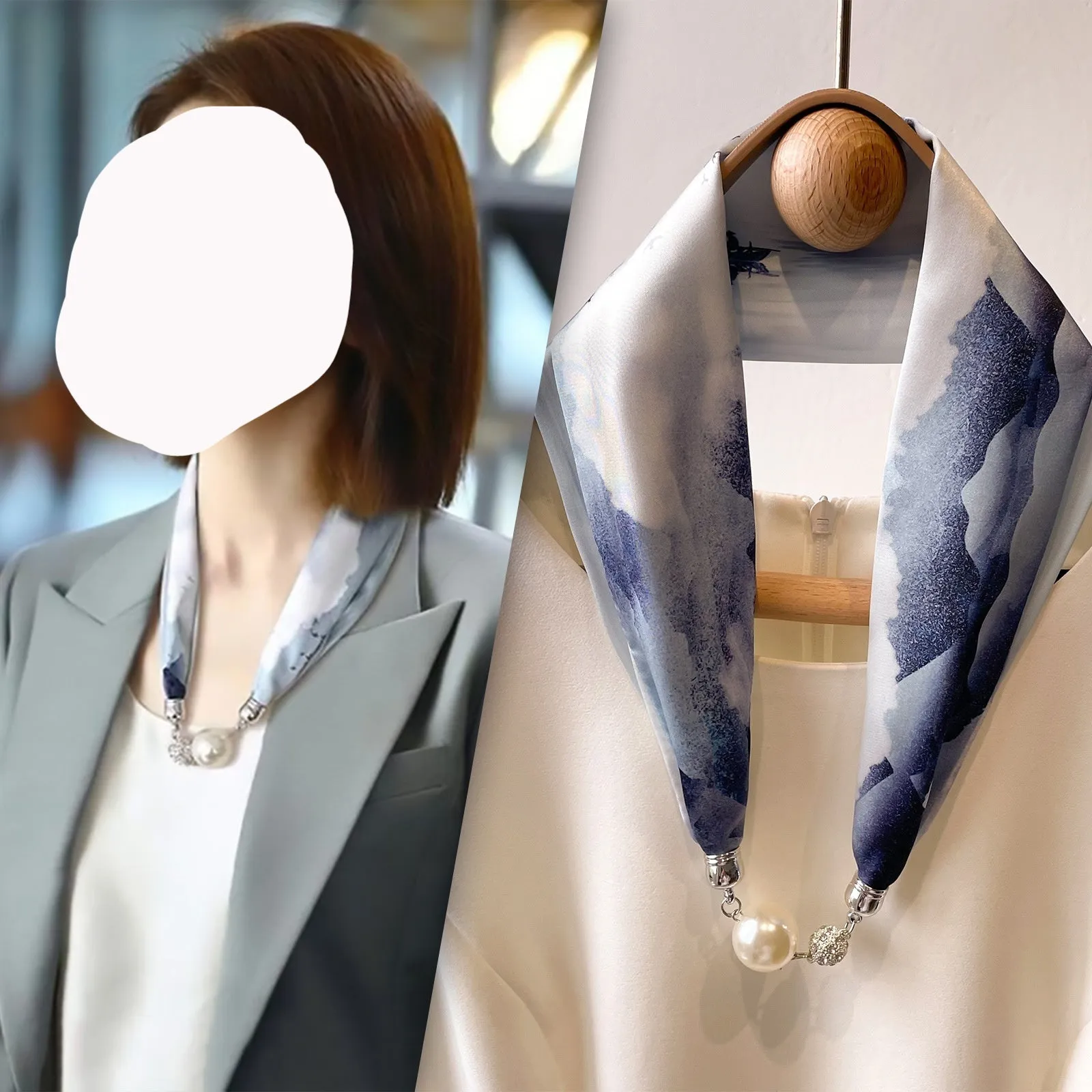 Women's Day Magnetic Suction Convenient Small Silk Scarf Popular