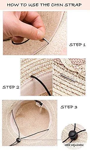 Womens Floppy Summer Sun Beach Straw Hats Accessories Wide Brim SPF 50 Crushable 56-58cm Beige