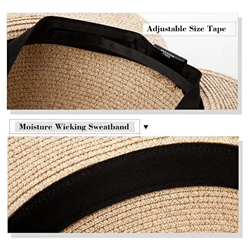 Womens Floppy Summer Sun Beach Straw Hats Accessories Wide Brim SPF 50 Crushable 56-58cm Beige