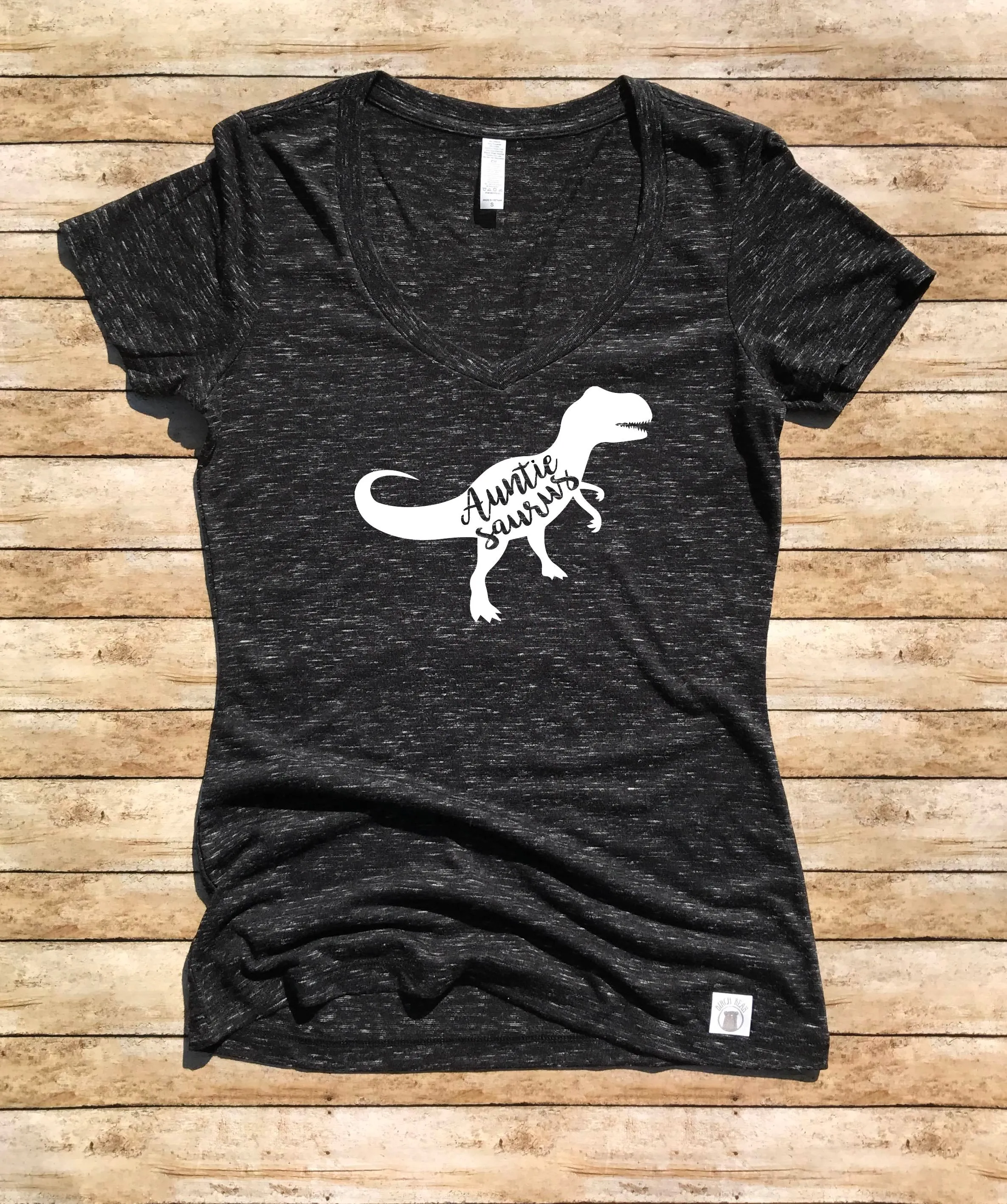Women's Form Fitting V-Neck Auntiesaurus