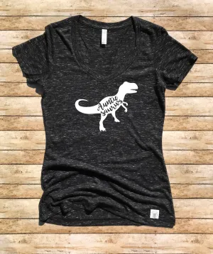 Women's Form Fitting V-Neck Auntiesaurus
