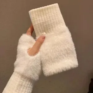 Women's Mink Fleece Fingerless Winter Gloves
