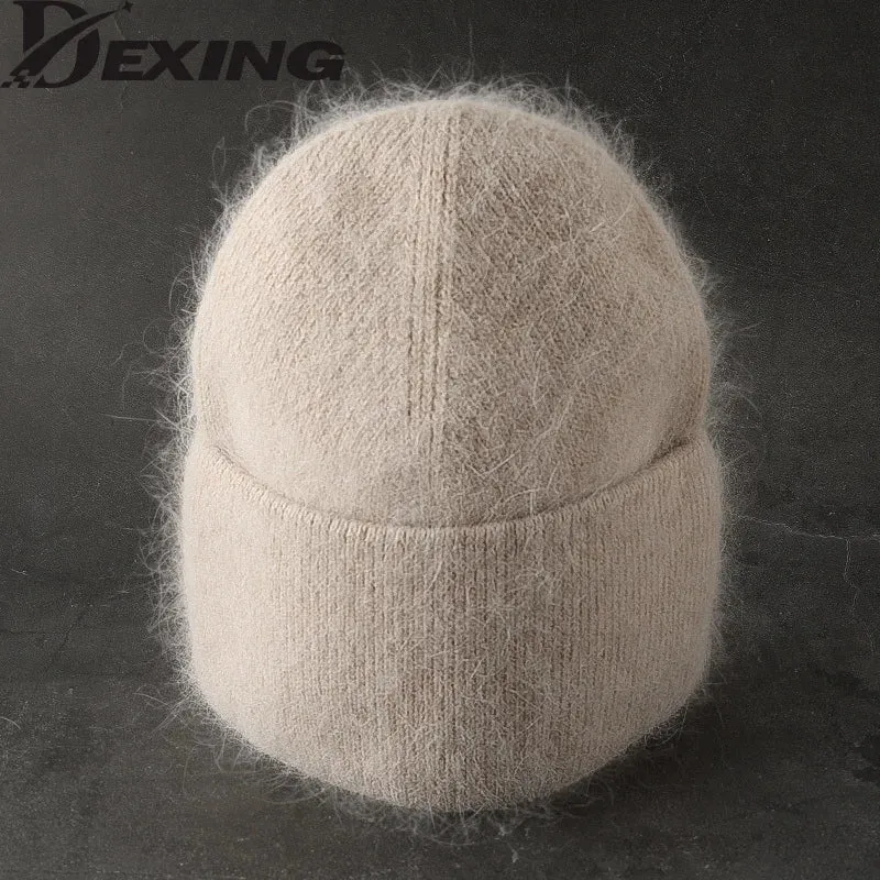 Women's Rabbit Fur Winter Beanie – Soft Fluffy