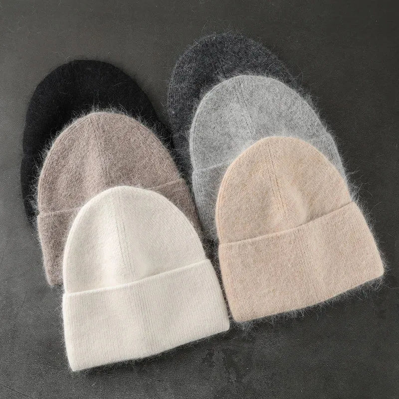 Women's Rabbit Fur Winter Beanie – Soft Fluffy