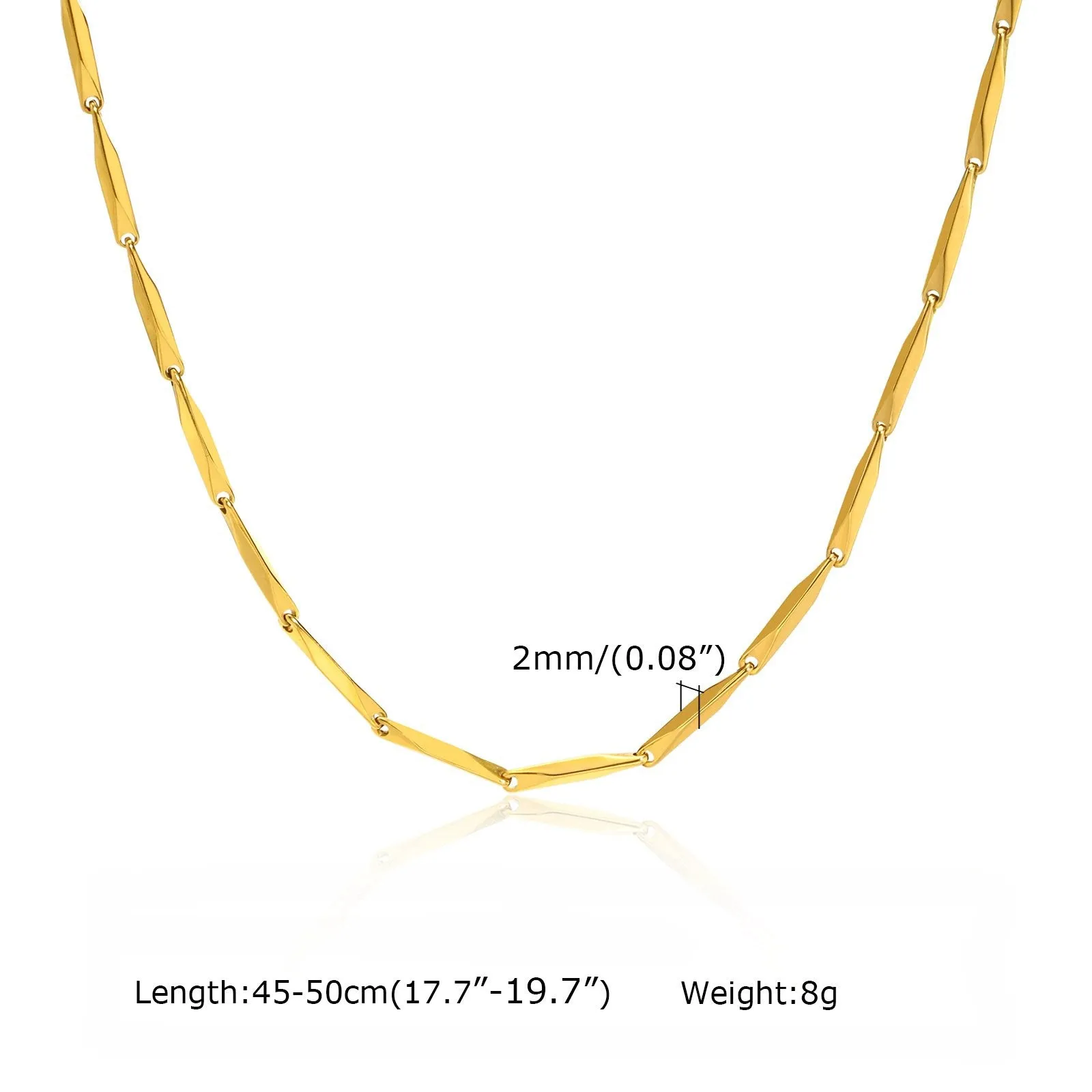 Women's Simple Seed Shape Basic Chain Gold Necklace 18K Gold Plated