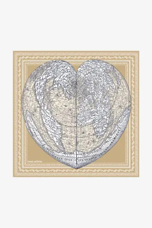 World Map Square Scarf in Natural