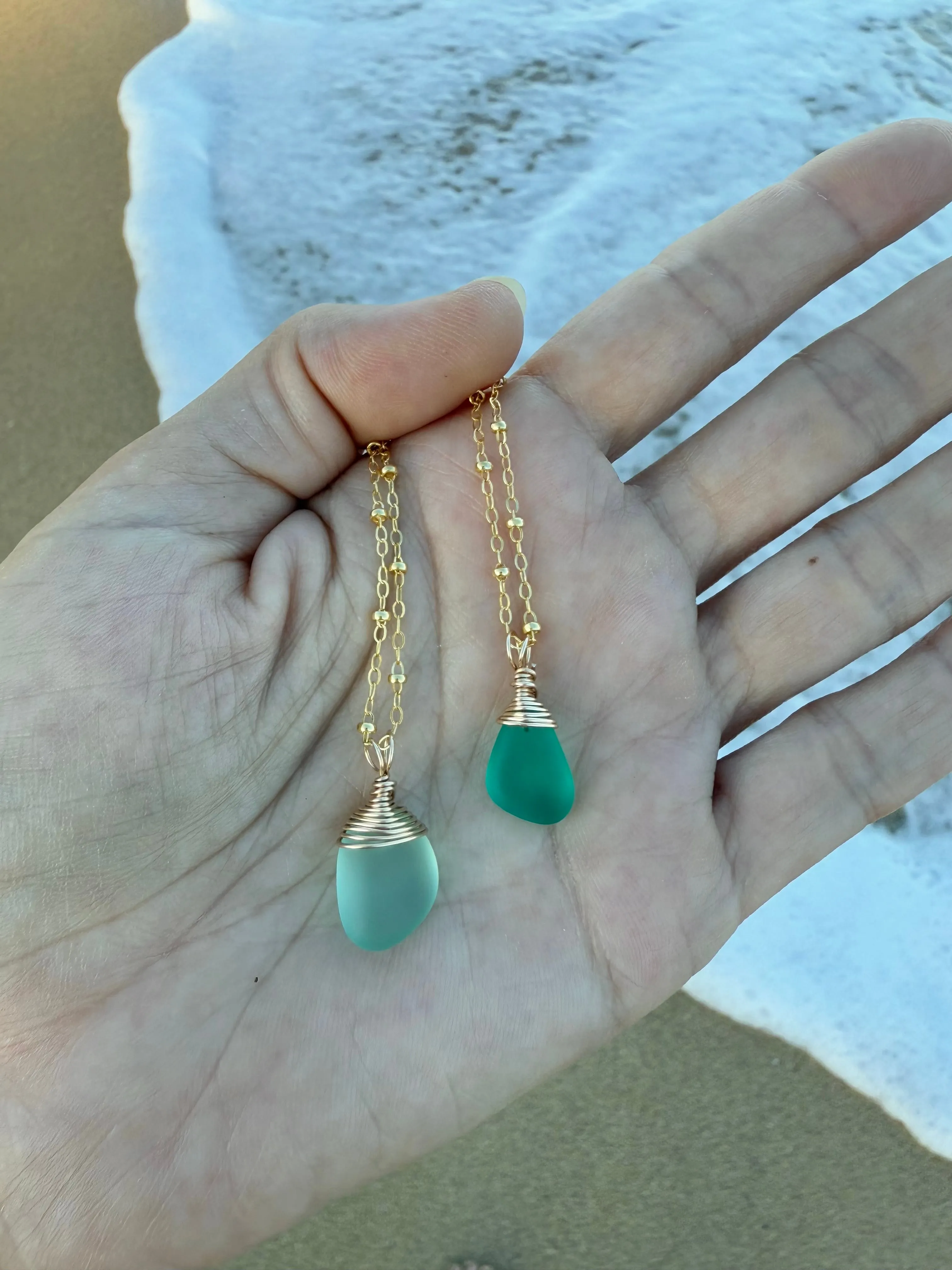 Wrapped Sea Glass Necklaces