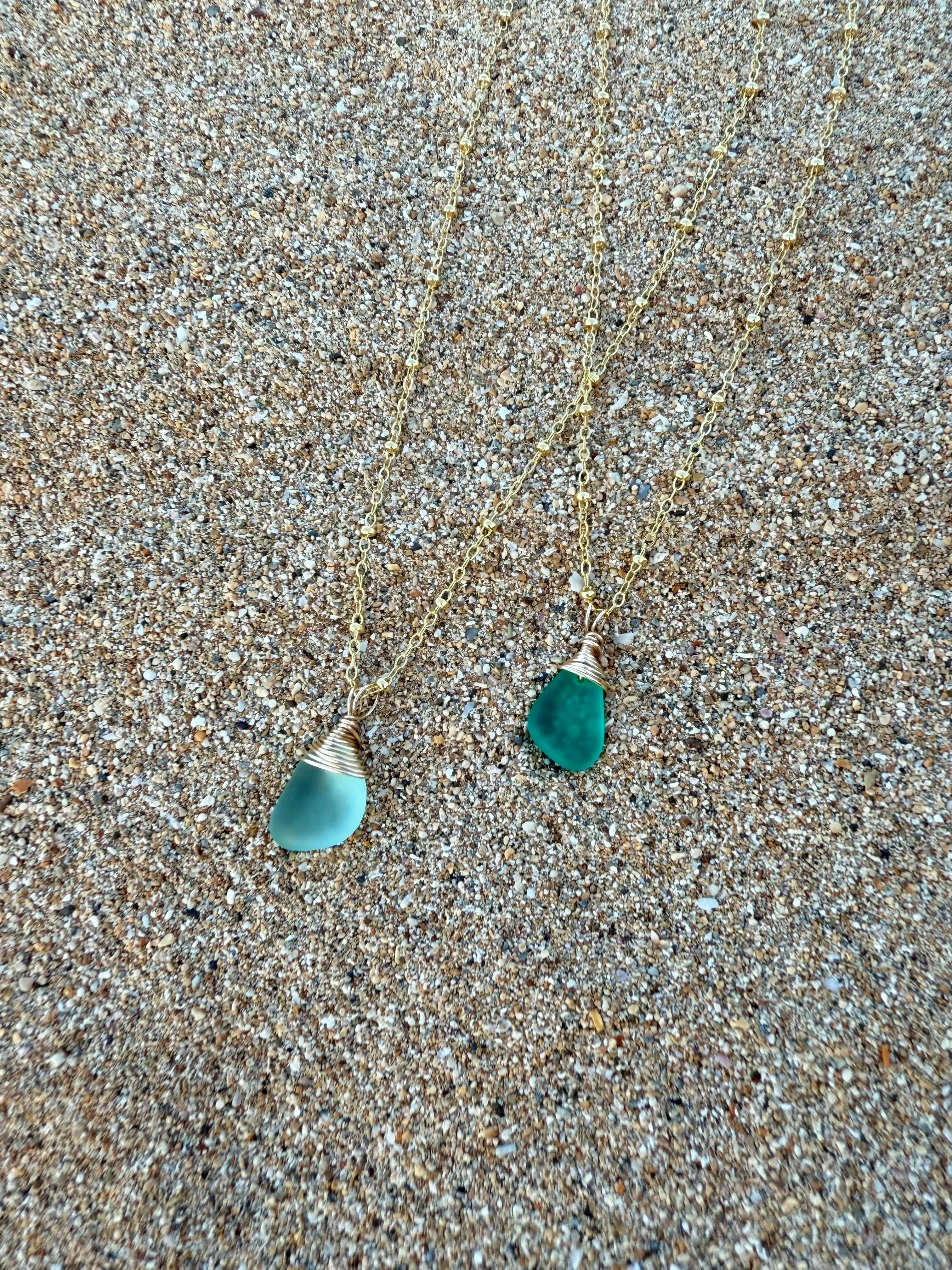 Wrapped Sea Glass Necklaces