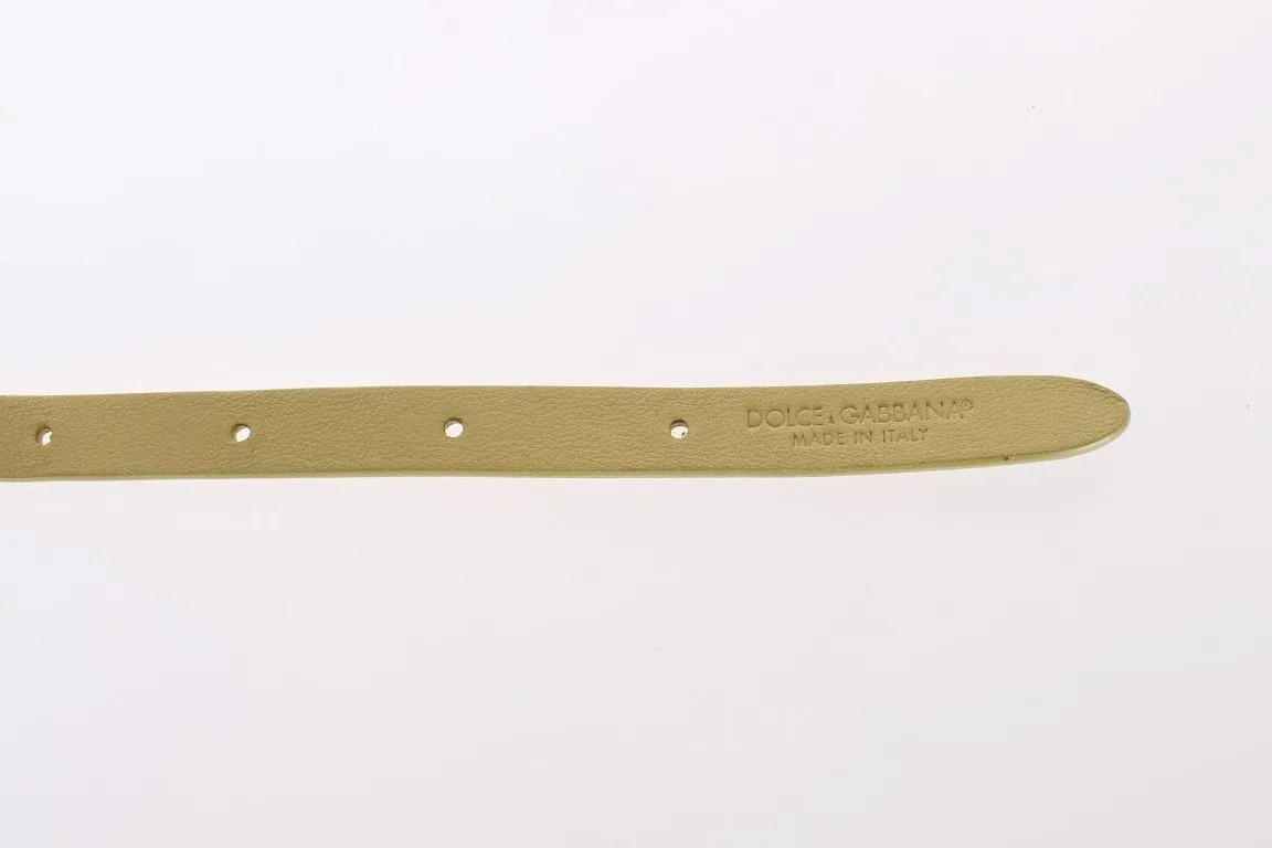 Yellow Leather Clear Crystal Waist Belt