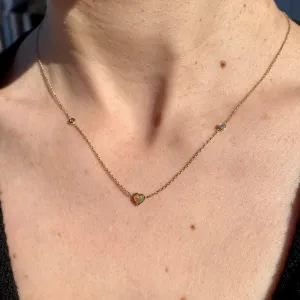 Zahava Heirlooms Opal Byrdie Heart Diamond Bezel Choker