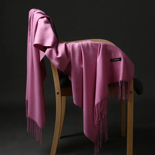 ZFQHJJ 200cmx70cm Winter Oversize Scarves Simple Fashion Warm Blanket Unisex Solid Wraps Cashmere Scarf Shawl Pashmina 20 colors
