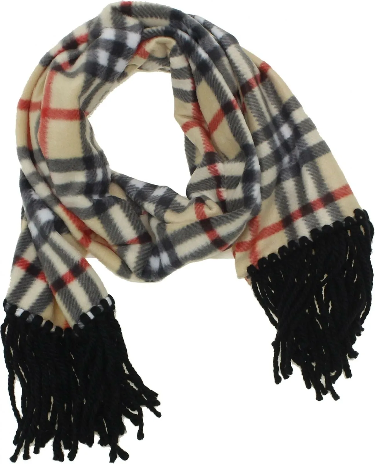 ZUZIFY Fleece Scarf With Chunky Yarn Fringed Ends